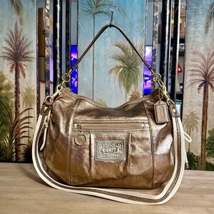 Coach Poppy Metallic Bronze 2-Way Y2K Satchel Shoulder Bag